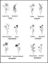 Load image into Gallery viewer, Birth Month Flower - Silver tone Bangle Bracelt