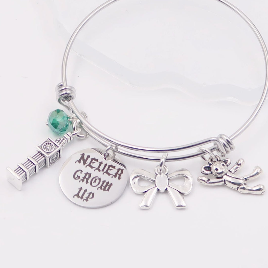 Never Grow Up - Flying Boy - Peter Pan Bangle Bracelet