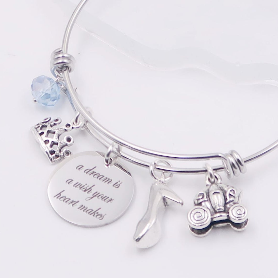 A Dream Is A Wish Your Hear Makes - Maid to Princess - Cinderella Bangle Bracelet