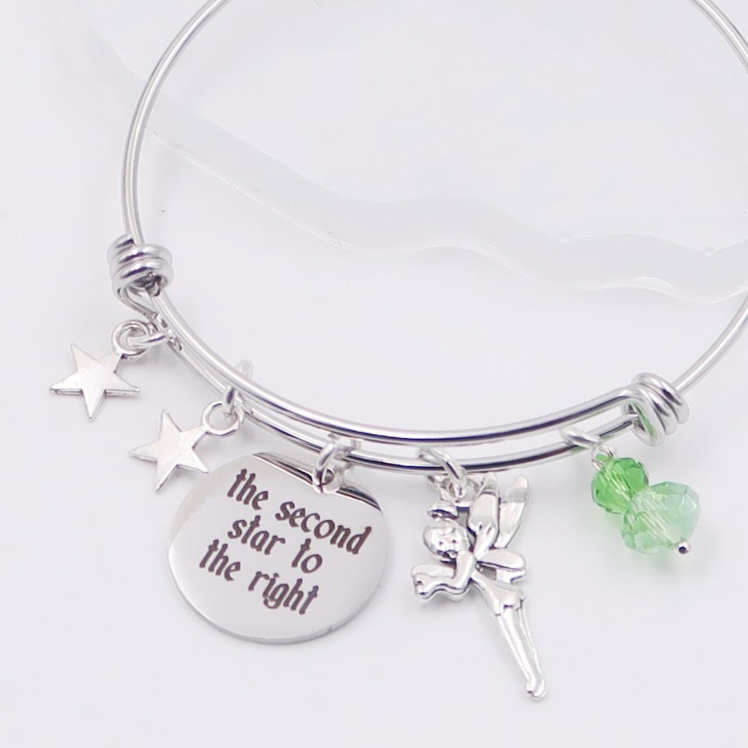 The Second Star To The Right - Flying Boy - Peter Pan Bangle Bracelet